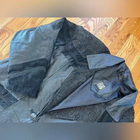 Vintage Greg Bell Black Genuine Leather Trench Coat Jacket S - Picture 4 of 10